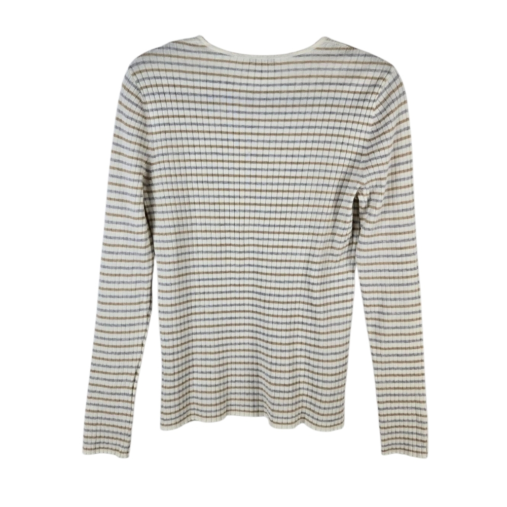 J. Mclaughlin Striped Ivory Button Cuff Light Kni… - image 2